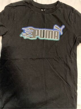 Puma Black Tee with Blue Accent Graphic